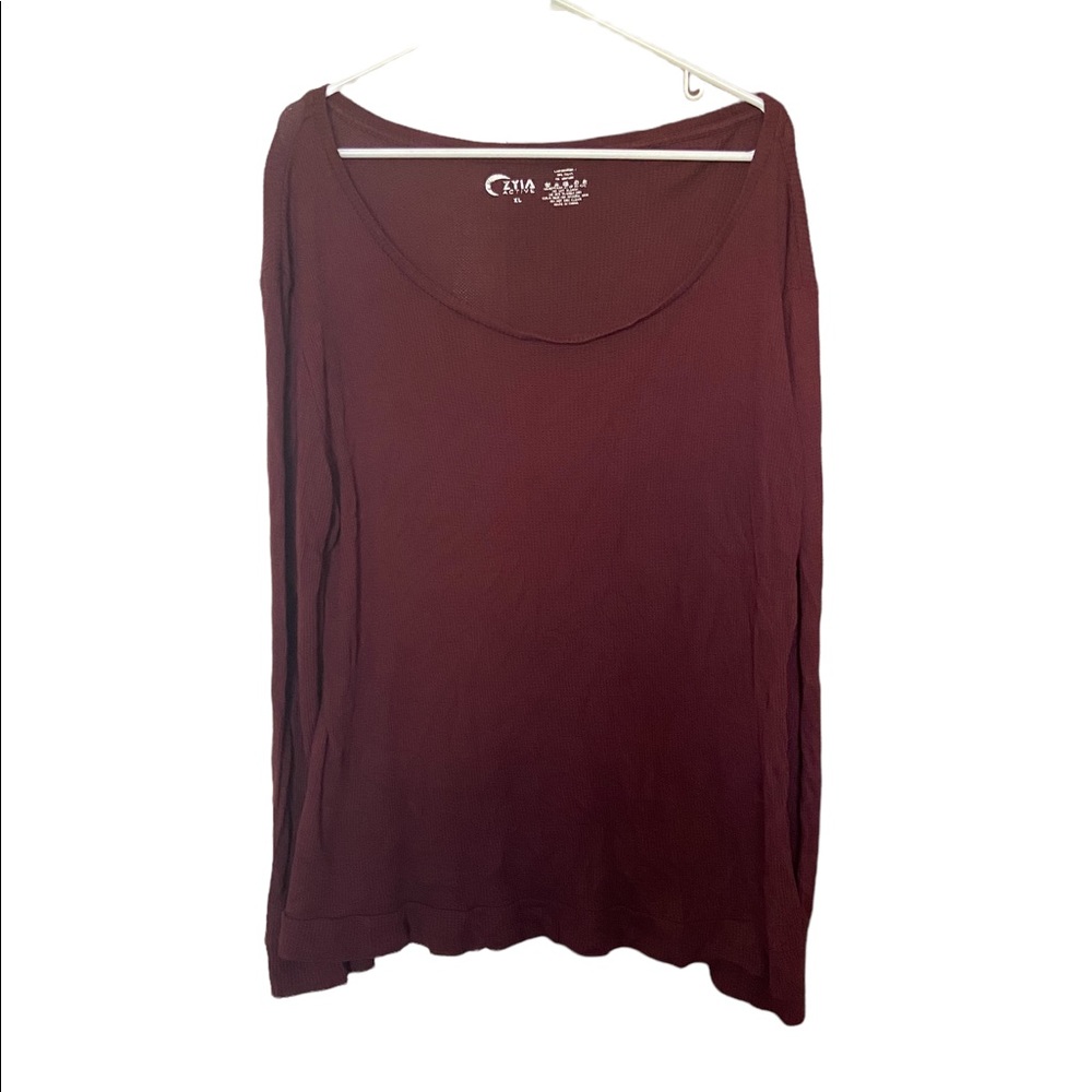 Zyia Active Berry Waffle Knit Long Sleeve Shirt